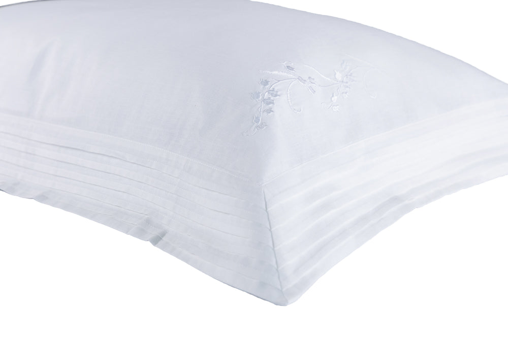 Fronha Avulsa Les Muguets Em Linho e 600 Fios Branco Moldura Plissê - Muguet Home