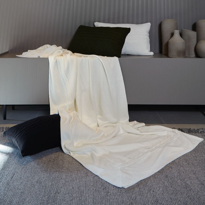 Almofada Tricot Trança Preta 40X60 - Muguet Home