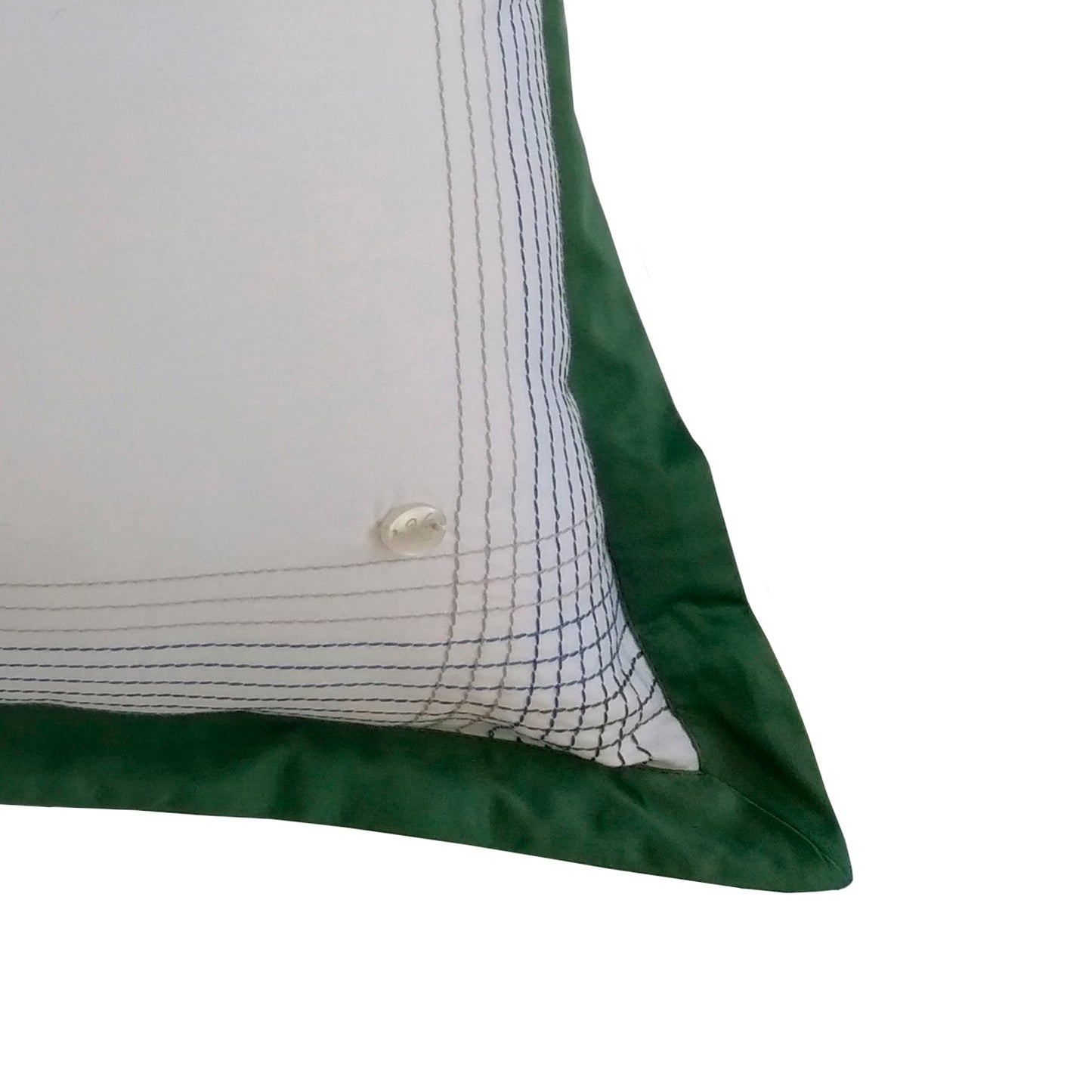 Almofada Intense 600 Fios Branca Moldura Verde Pespontos 40X60 - Muguet Home