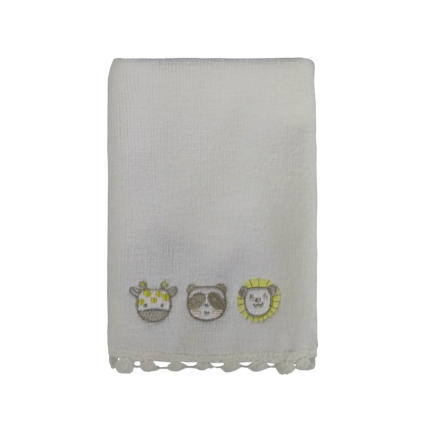Toalha De Boca Cute Animals Bordada Guipuir Dots Branca 22X30