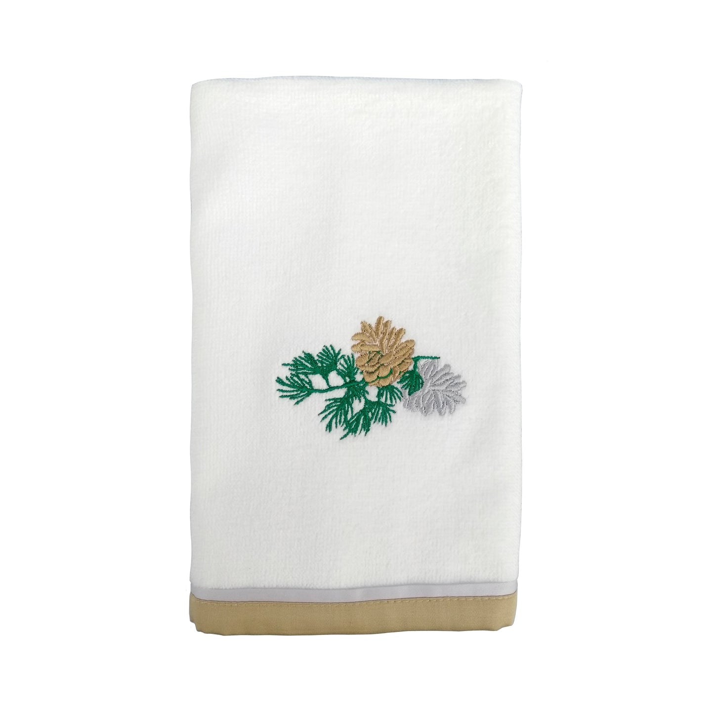 Toalha Lavabo Bordada Pinha Cordão Lurex 35X50