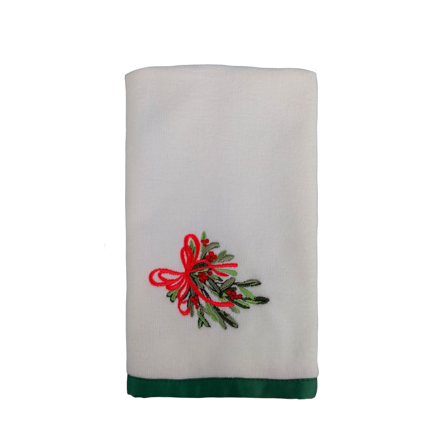 Toalha Lavabo Bordada Ramo Laço Cordão Lurex 35X50