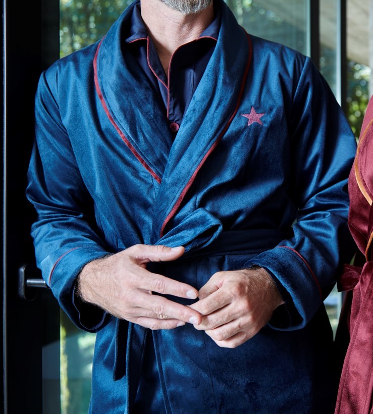 Robe Celestial Dream Veludo Marinho Bordado Tamanho Único