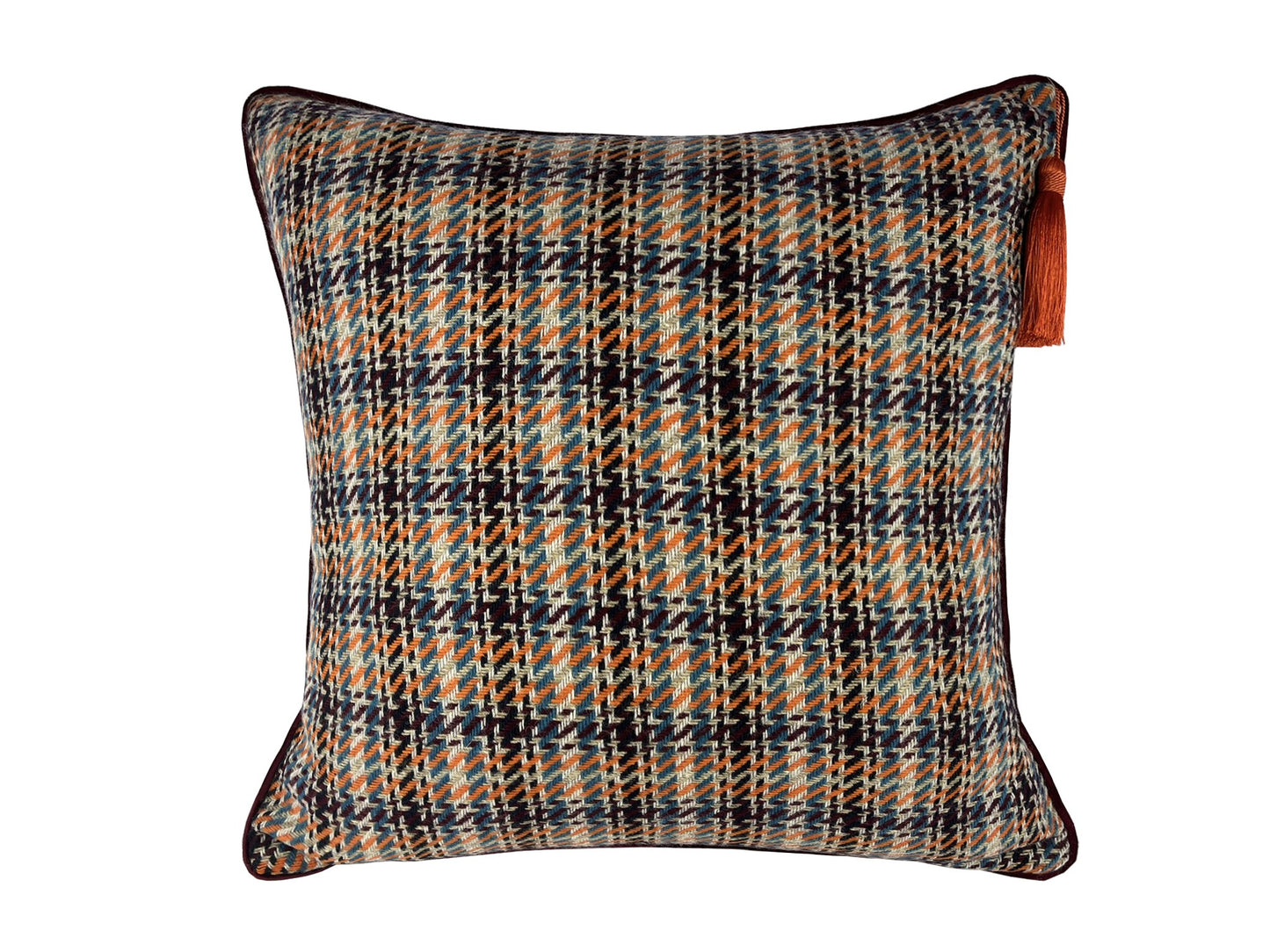Almofada Love By Sun Moon Lã Tartan Bor/Lar C/ Pingente 50X50