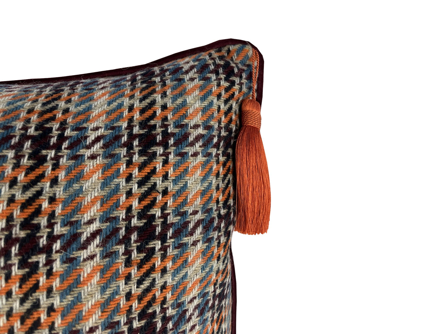 Almofada Love By Sun Moon Lã Tartan Bor/Lar C/ Pingente 50X50