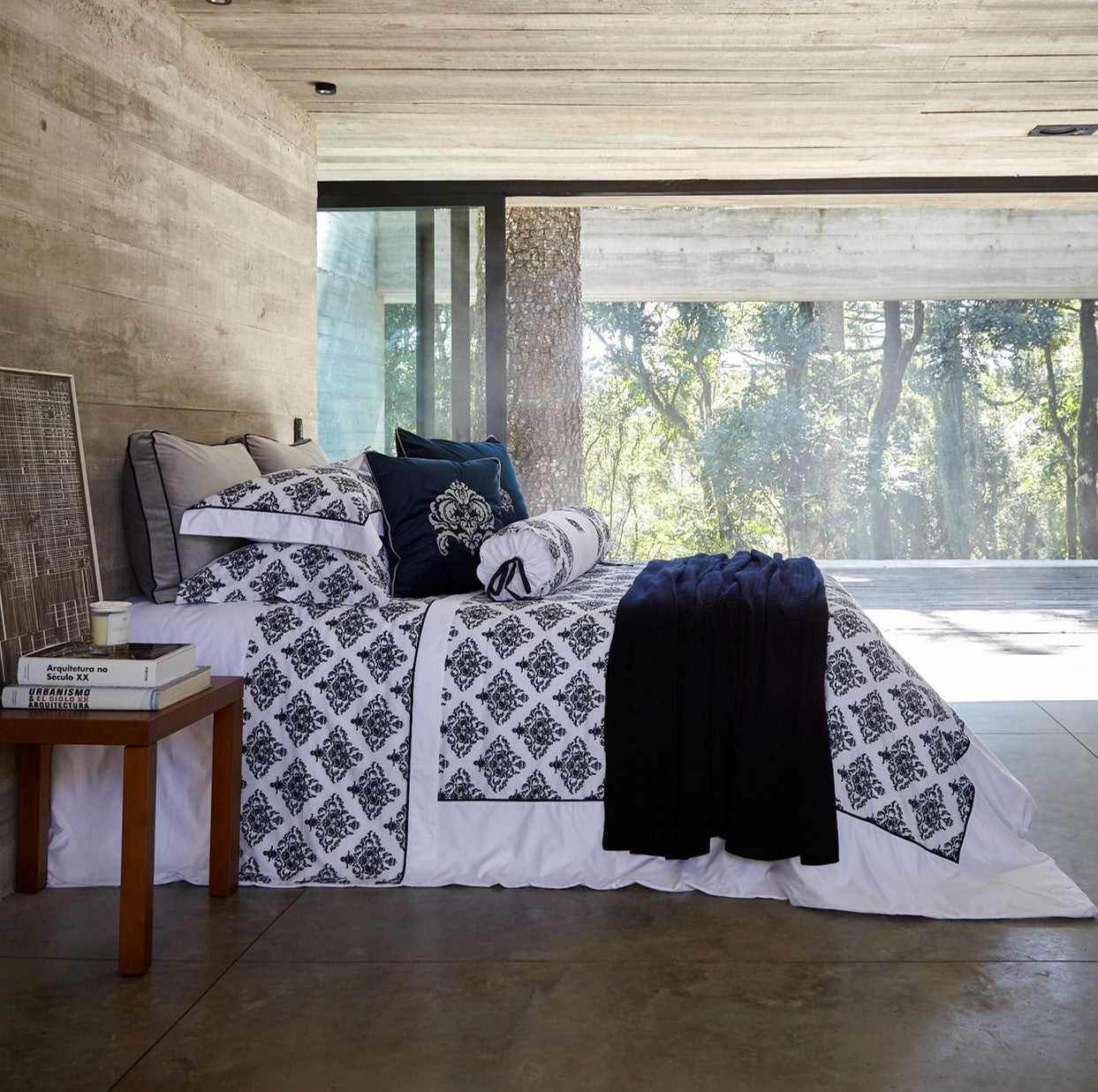 Manta Tricô Amboise Ponto Braid Marinho 2,20X2,50 - Muguet Home