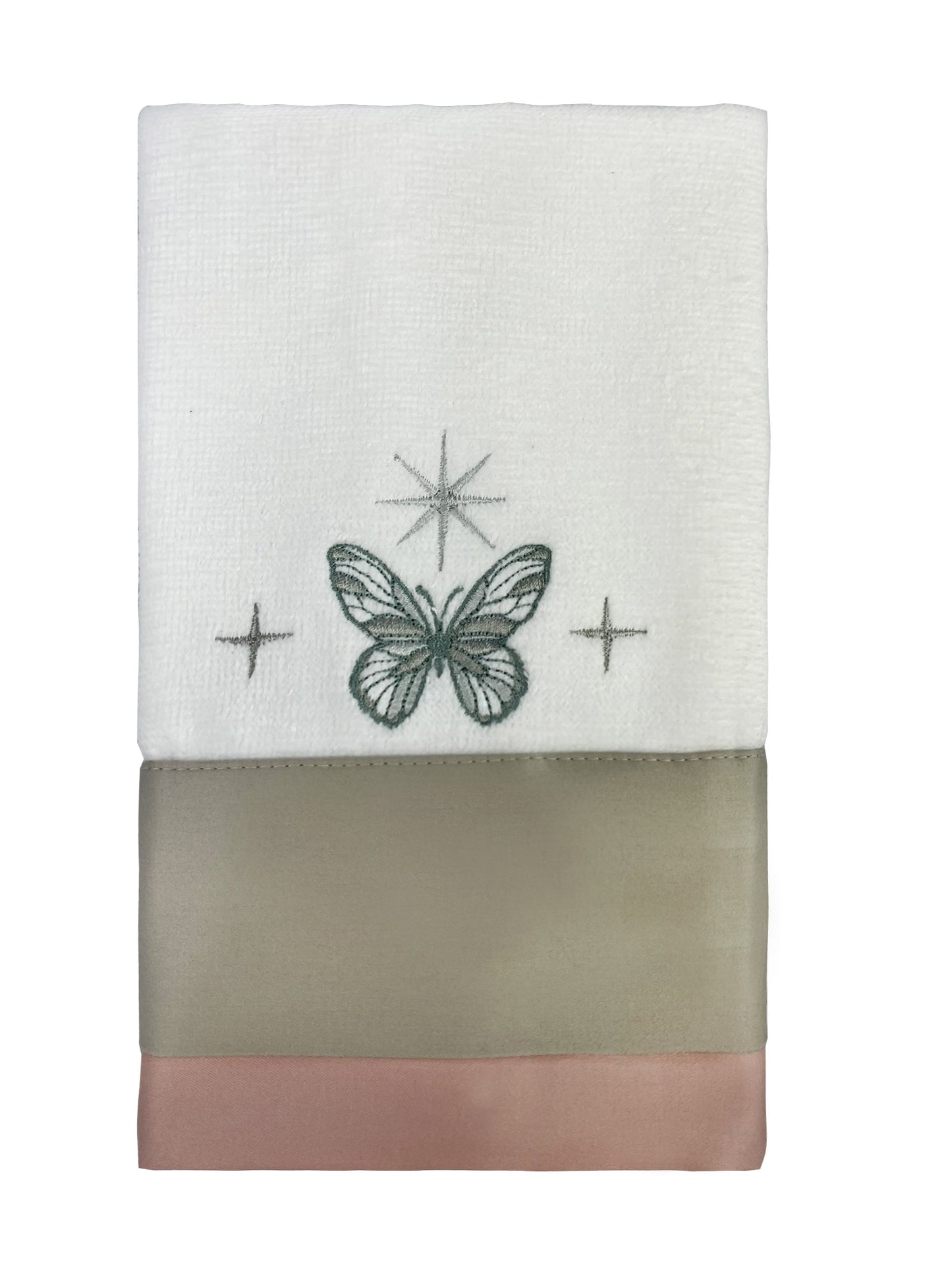 Toalha Lavabo Zodiac Detalhe Rosè Bordado Borboleta 35X50
