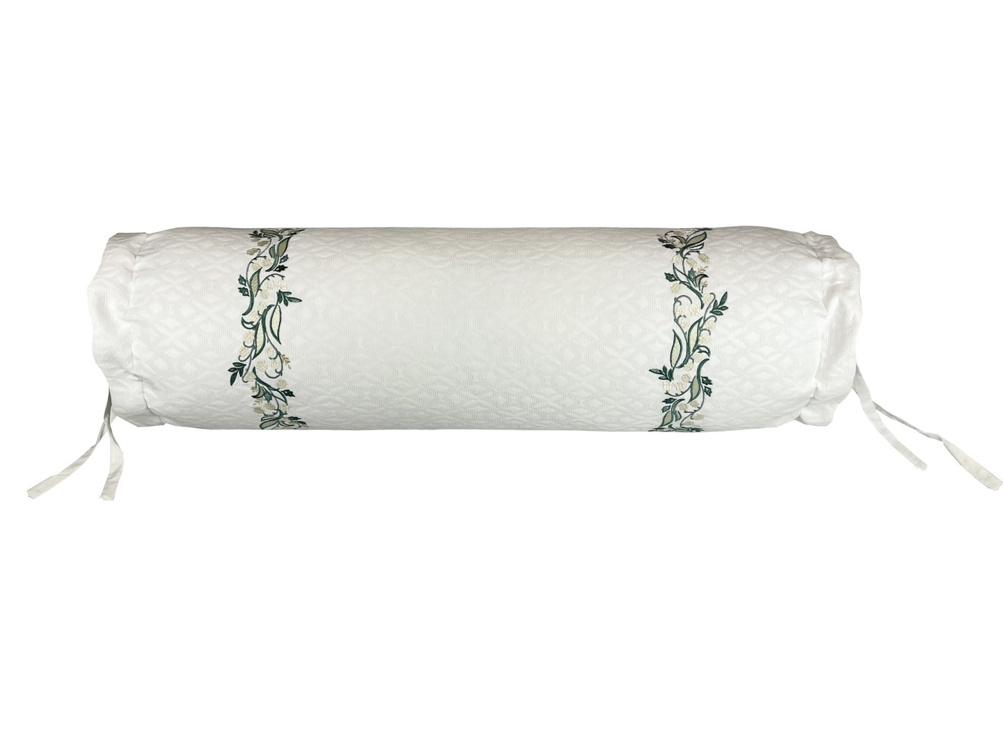 Almofada Rolo Bonheur Du Muguet Tec Decor Bordado 0,22X0,80
