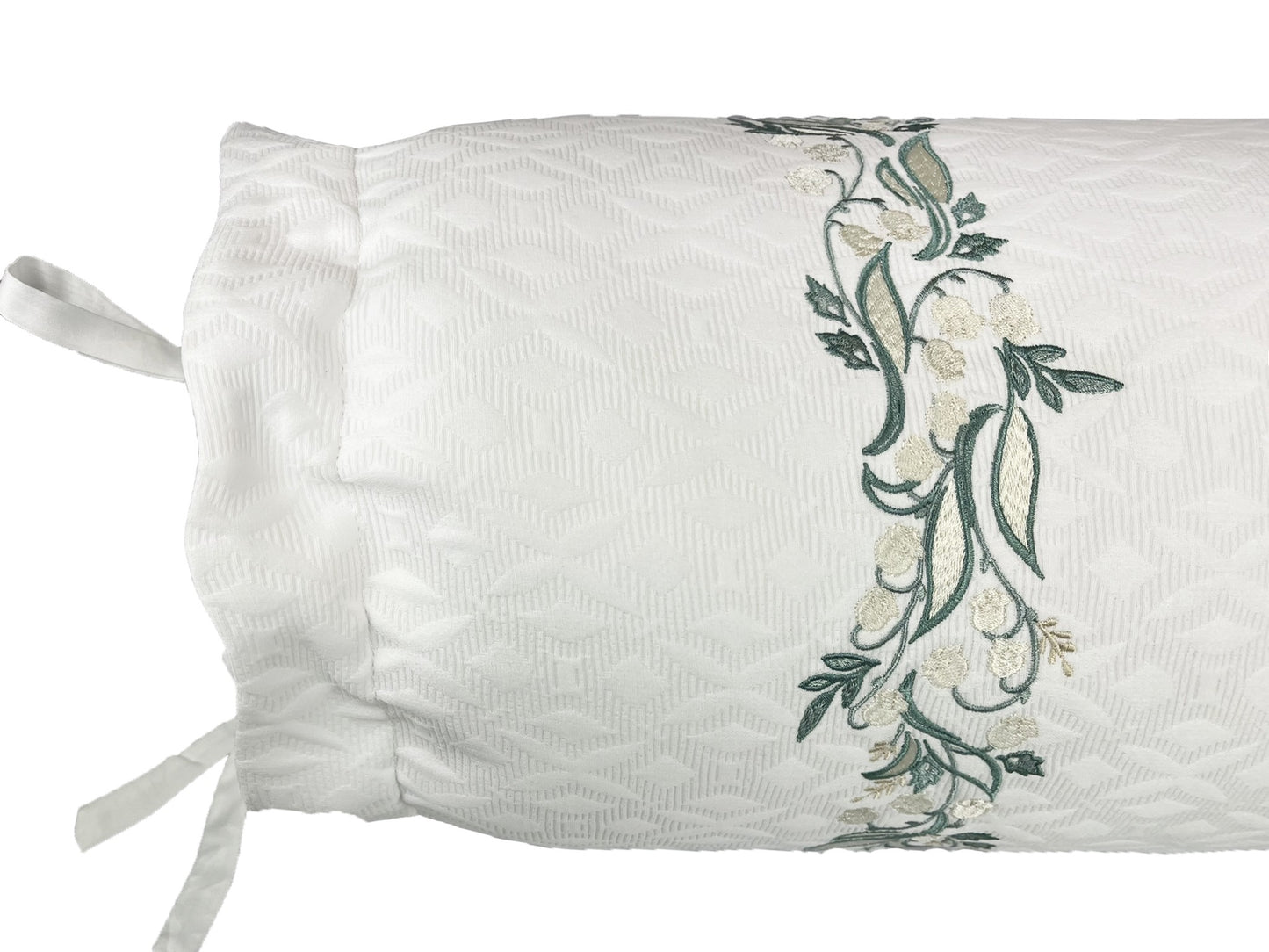 Almofada Rolo Bonheur Du Muguet Tec Decor Bordado 0,22X0,80