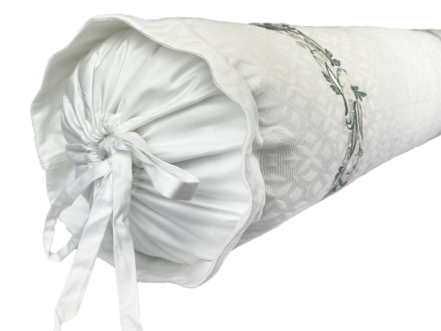 Almofada Rolo Bonheur Du Muguet Tec Decor Bordado 0,22X0,80