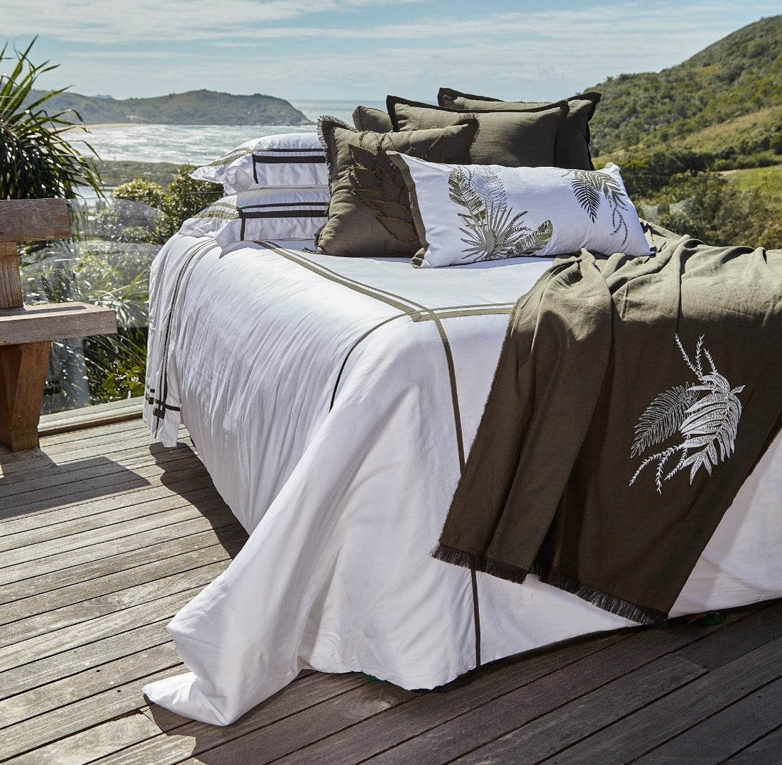 Capa Duvet Chez Rio 600 Fios Com Fitas Linho Verde - Muguet Home