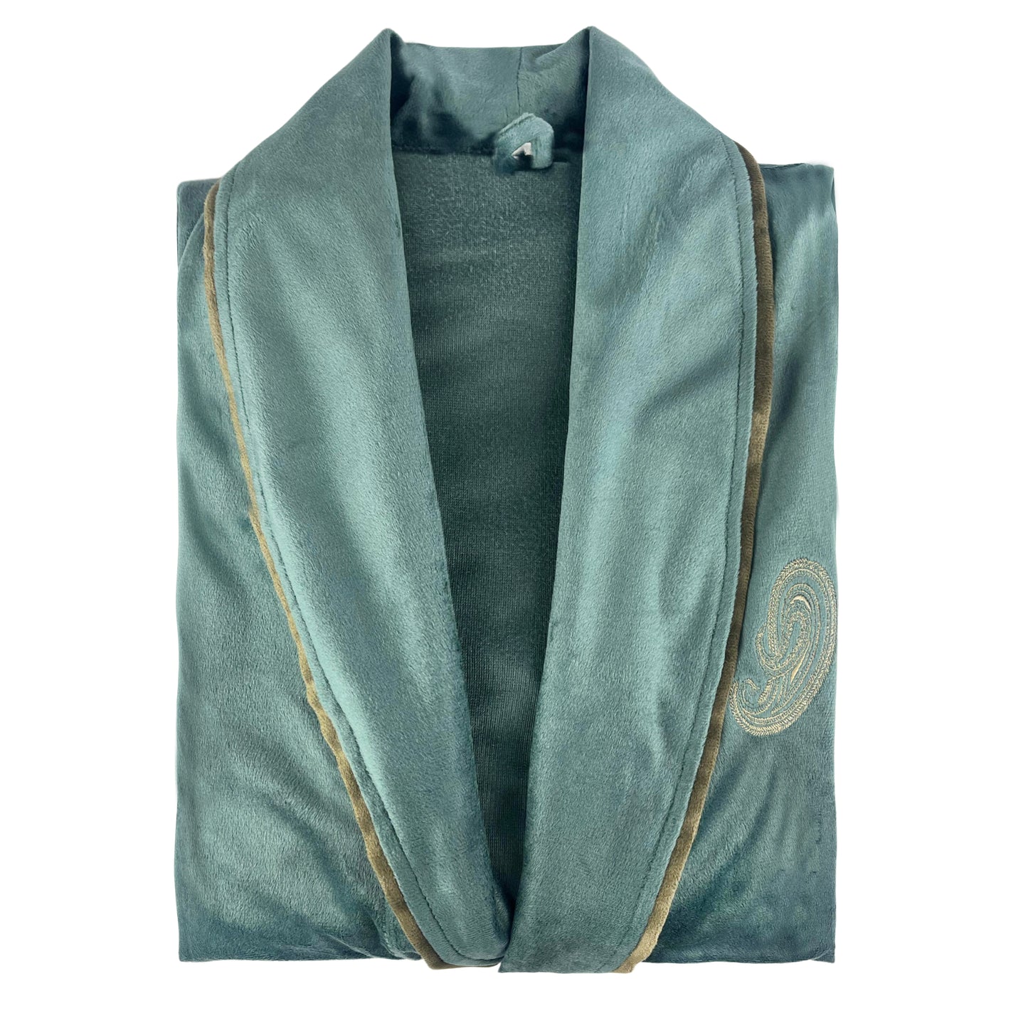 Robe Boteh Em Veludo Azul, Persa (petróleo) Bordado Tam Único