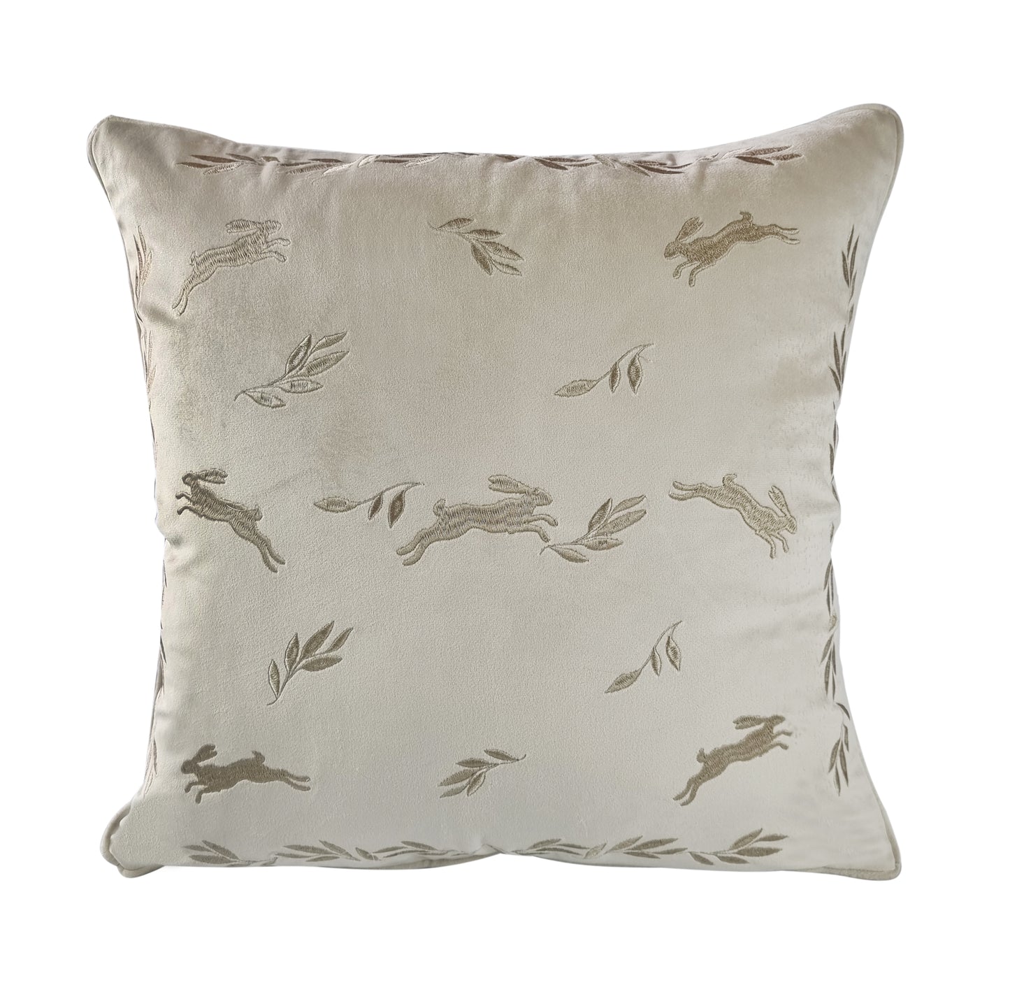 Almofada Prado Veludo Creme Bordada 50X50 - Muguet Home