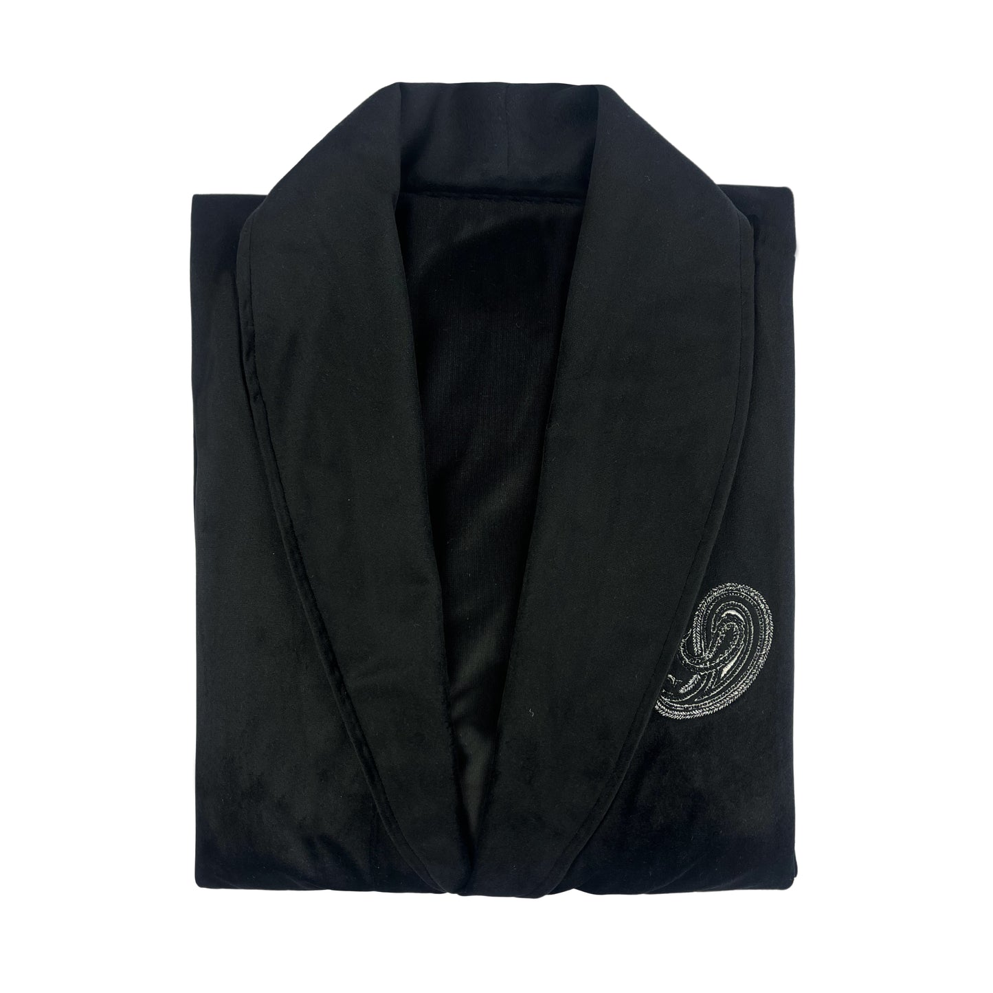 Robe Emperador Em Veludo Preto Bordado Tamanho Único