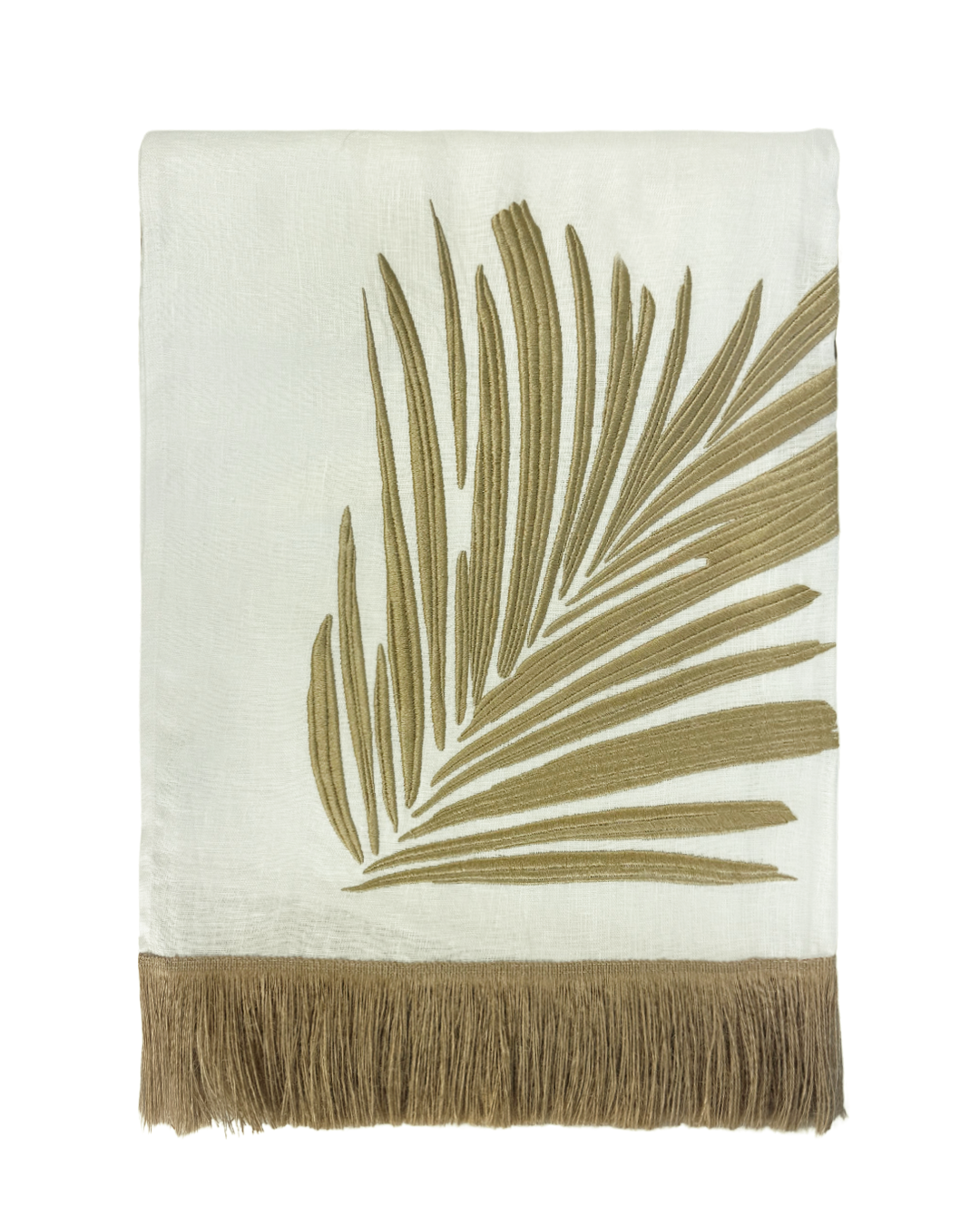 Manta Xale Trancoso Em Linho Bordada Franjas Juta 1,30x2,20