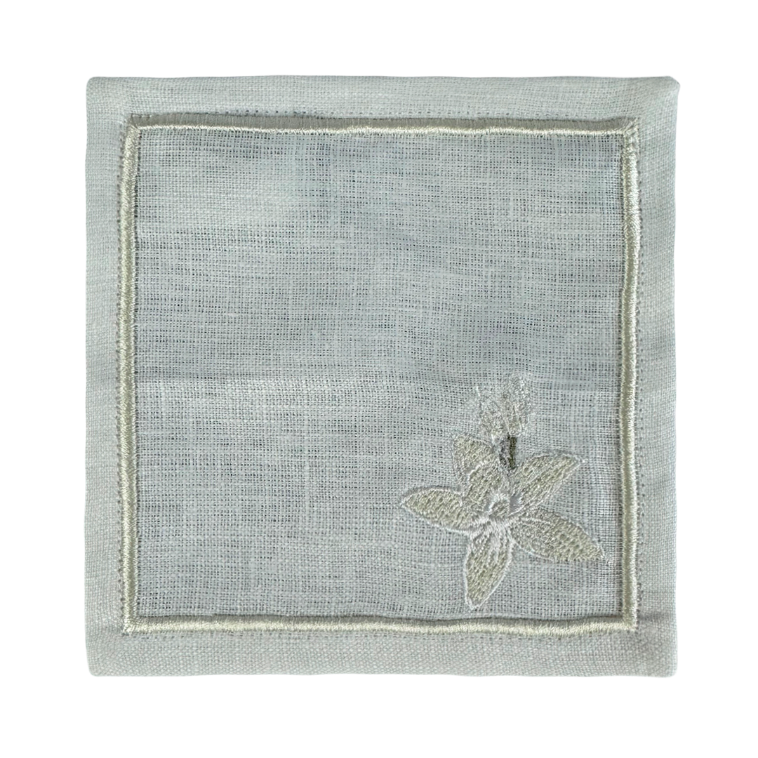Guardanapo De Coquetel Sweet Vanilla Em Linho Branco Bordado