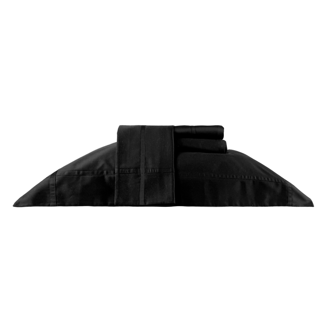 Jogo De Lençol Vernon Noir Preto 600 Fios