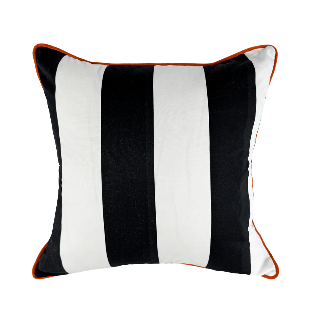 Almofada Rayé Listrada P&B Cordonè Veludo Páprica 50x50