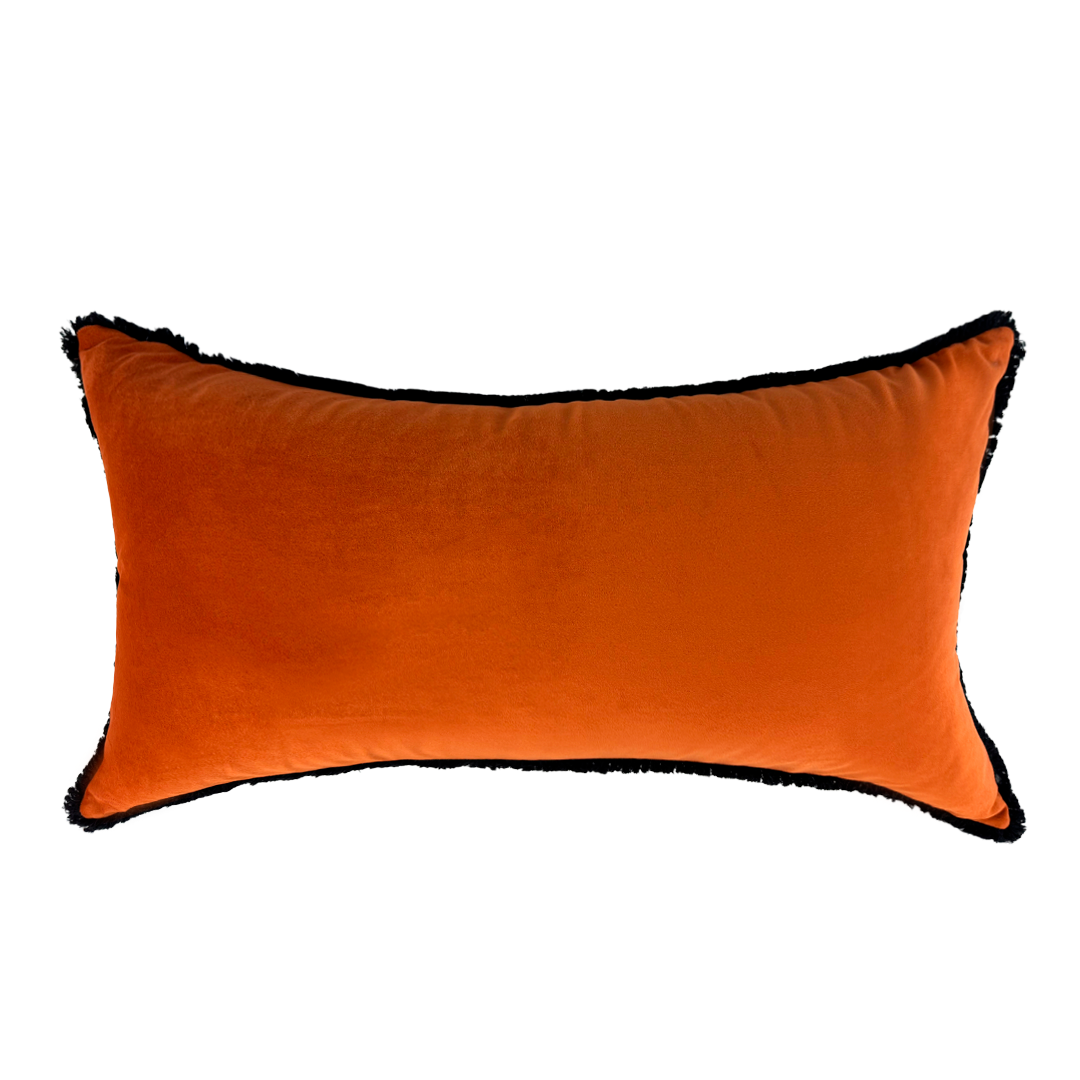 Almofada Rayé Veludo Páprica Tweed Branco Marabu 40x80