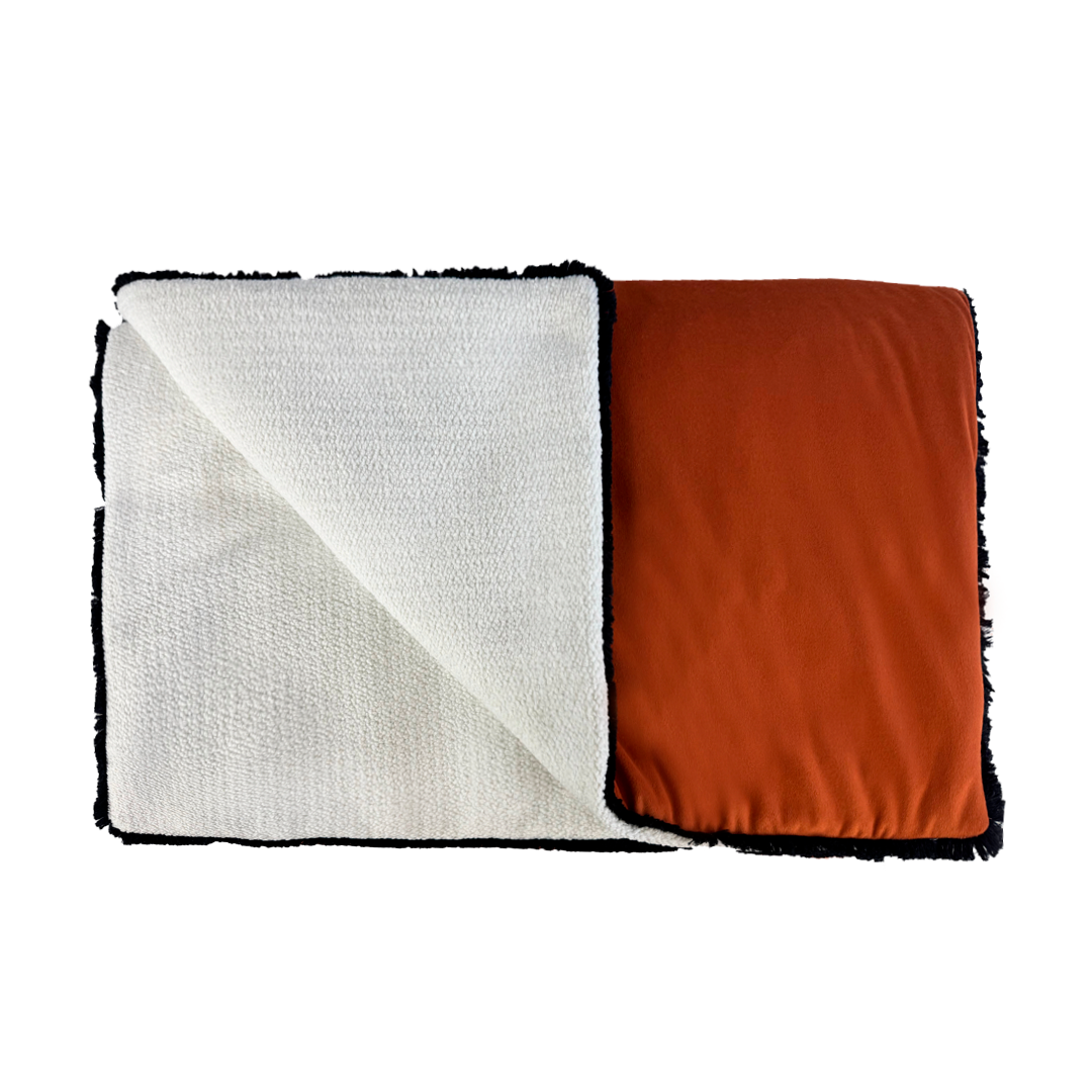 Peseira Rayé Veludo Páprica Tweed Branco Marabu 0,60x2,50