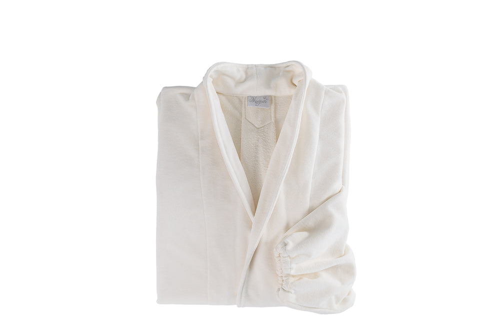 Robe Refúgio Campestre Feminino Veludo Off White Longuete Tam Ùnico - Muguet Home