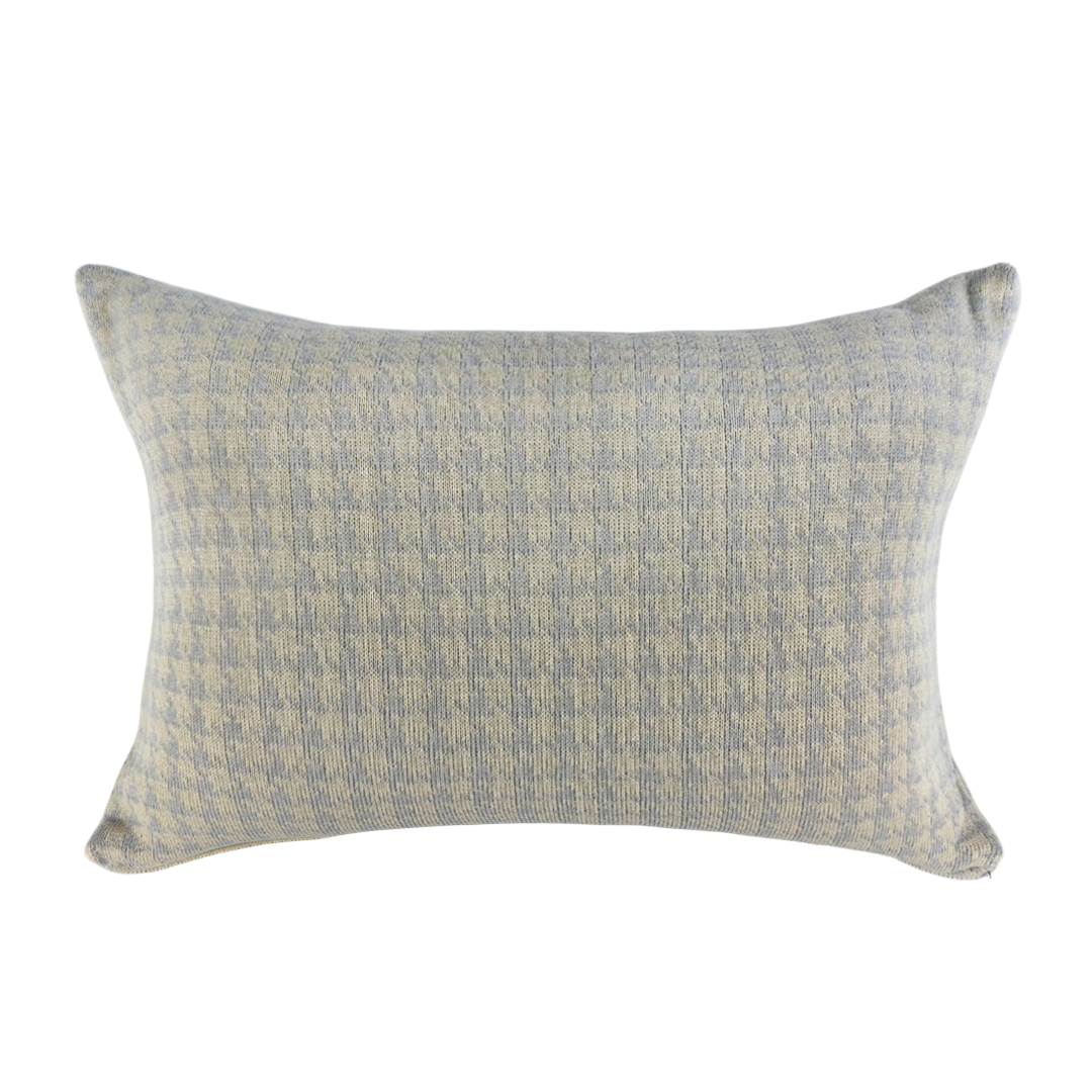 Almofada Pied De Poule Em Trico Bege/cinza 40x80