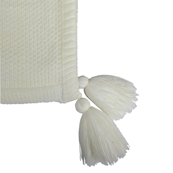 Manta Tricô Vanilla Com Pompom 2,20x2,50 - Muguet Home
