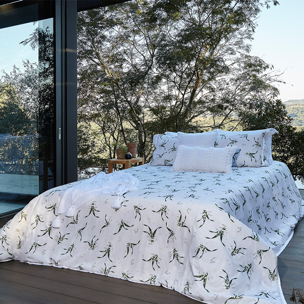 Capa Para Duvet Bonheur Du Muguet Estampado Branco - Muguet Home