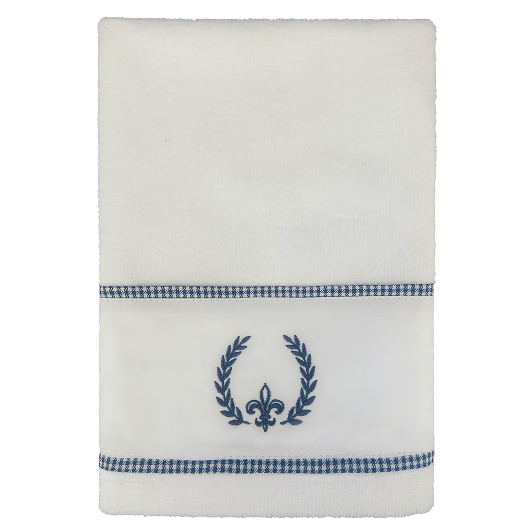 Toalha Lavabo Urban Blue Bordado Flor De Lis