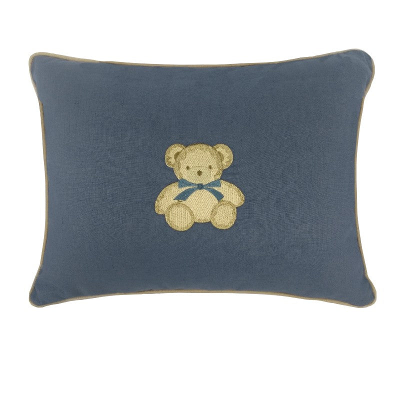 Almofada Le Petit Linho Azul Bordado Urso 40X50 - Muguet Home