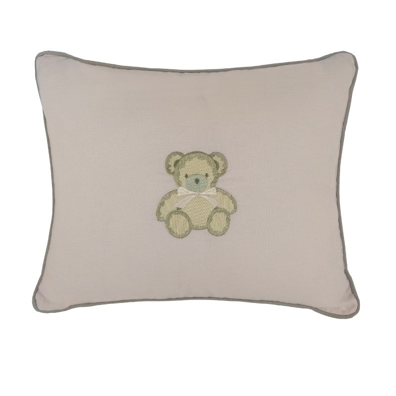 Almofada Le Petit Linho Rosa Bordado Urso 40X50 - Muguet Home