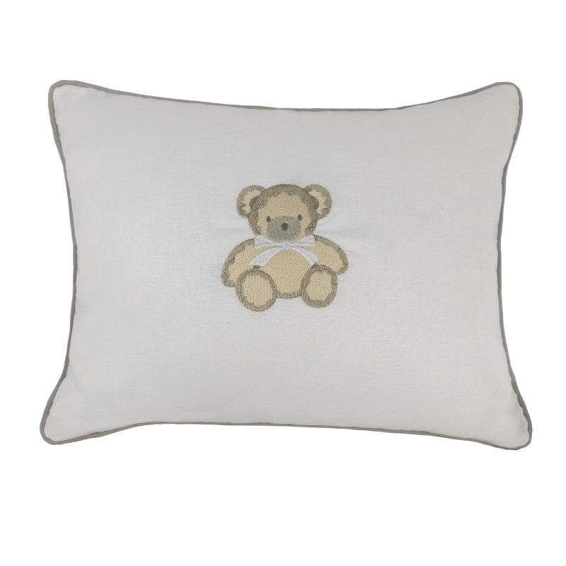 Almofada Le Petit Linho Branco Bordado Urso 40X50 - Muguet Home