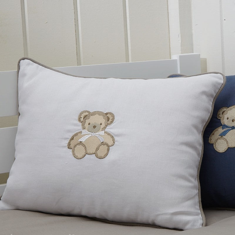 Almofada Le Petit Linho Branco Bordado Urso 40X50 - Muguet Home