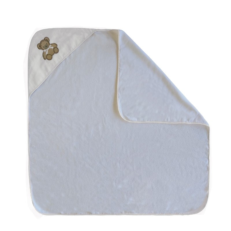 Toalha De Banho Le Petit Capuz Linho Branca Bord Urso 1,00X1,00