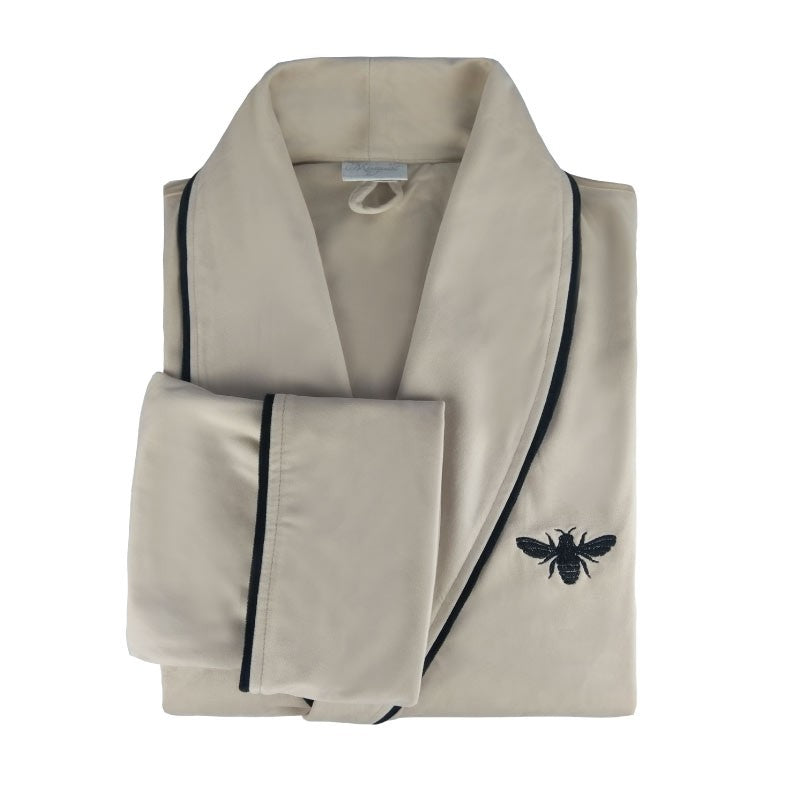Robe Royal Veludo Creme Bordado Tamanho Único
