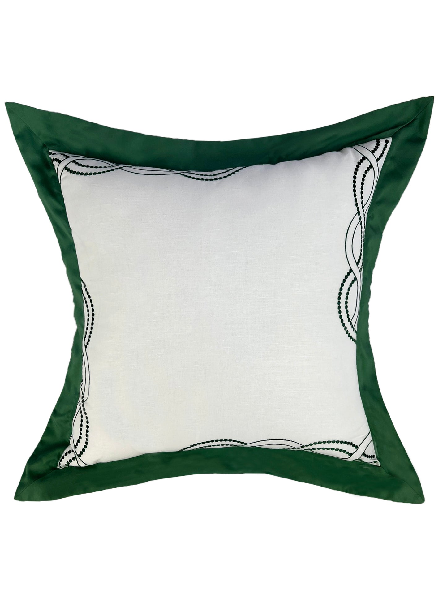 Almofada Bossa Linho branco Barrado Verde Bordada 50x50