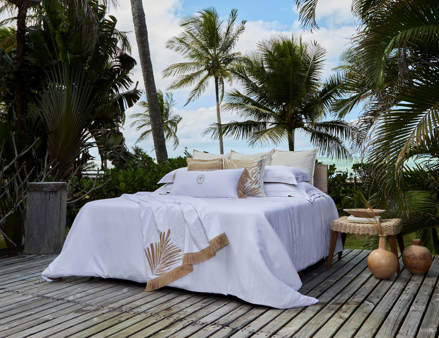 Almofada Trancoso Linho Décor Natural Bordada 50x50