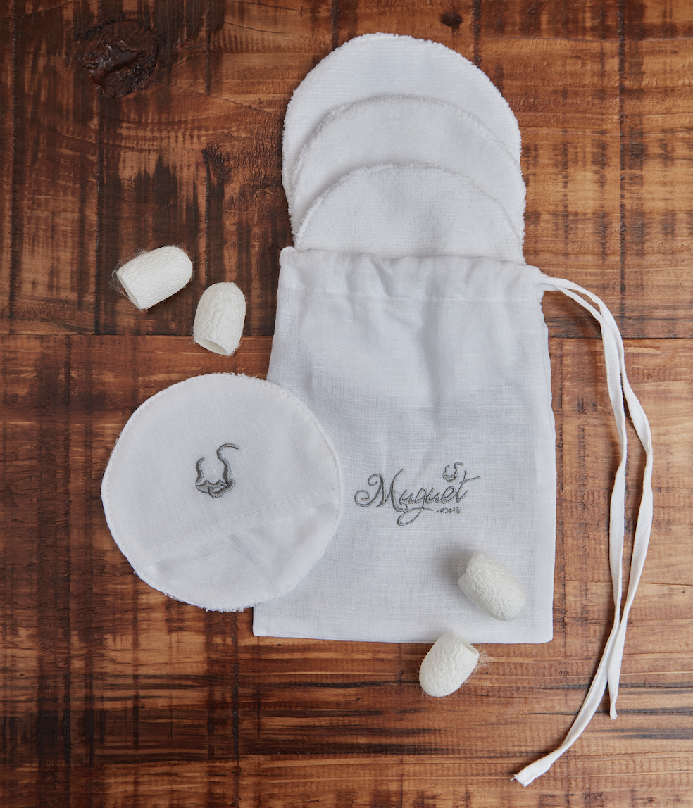 Makeup Remover Eco Atoalhado/Linho 3 Discos+4 Casulos Esfoliação - Muguet Home