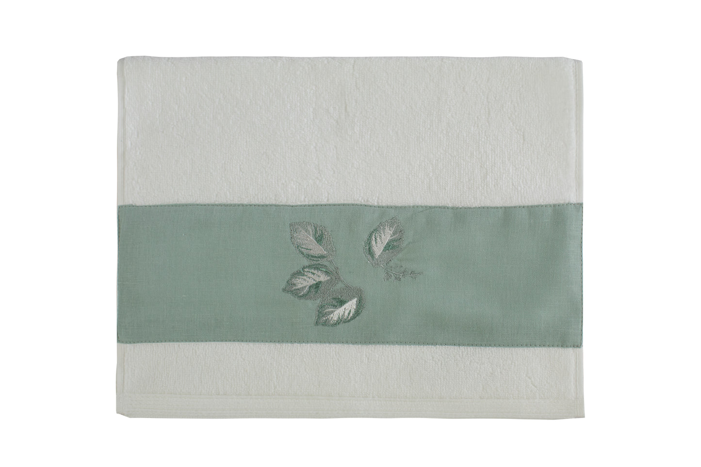 Toalha Lavabo Jardim Do Amanhã bordada barrado linho pistache