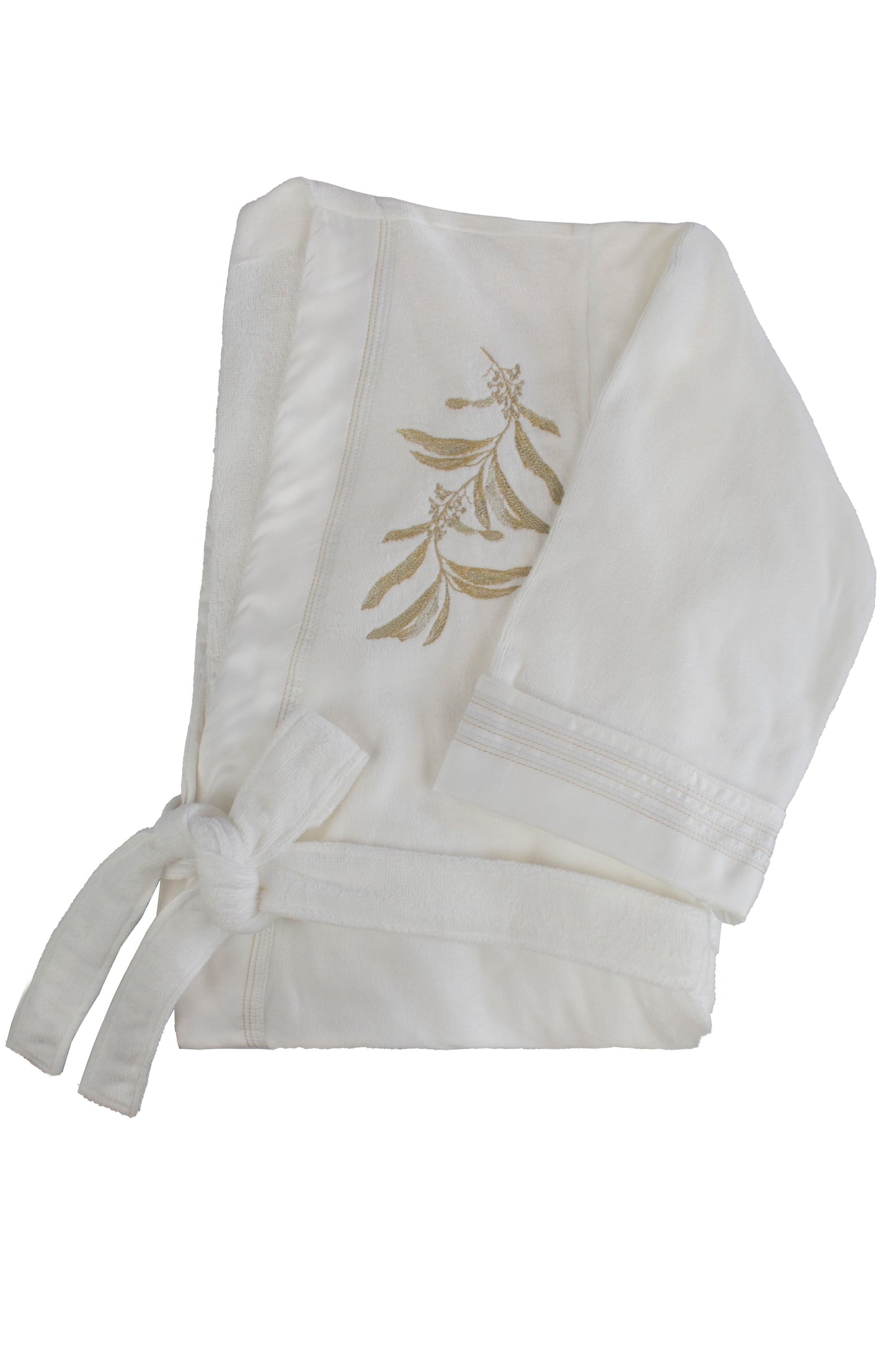 Roupão Le Jardin D'Éden atoalhado velour branco detalhes em mil fios bordado tamanho único