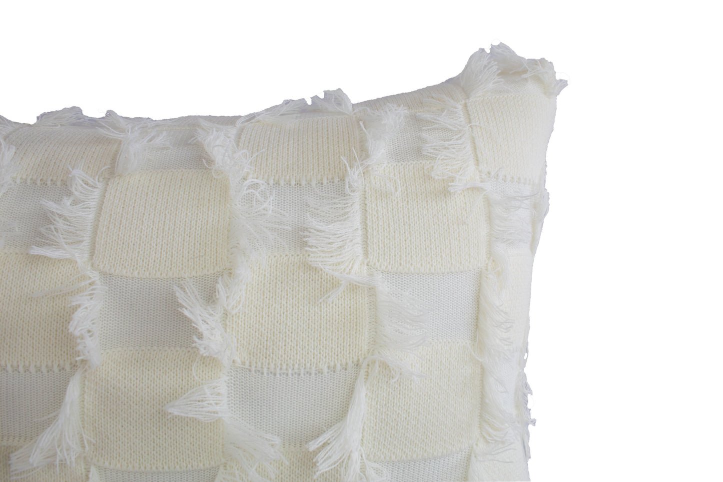 Almofada Éden Tricô Squares Franjas 40x80