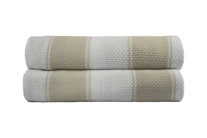 Manta Jardim de Verão tricô striped bege/branco 2,20x2,50