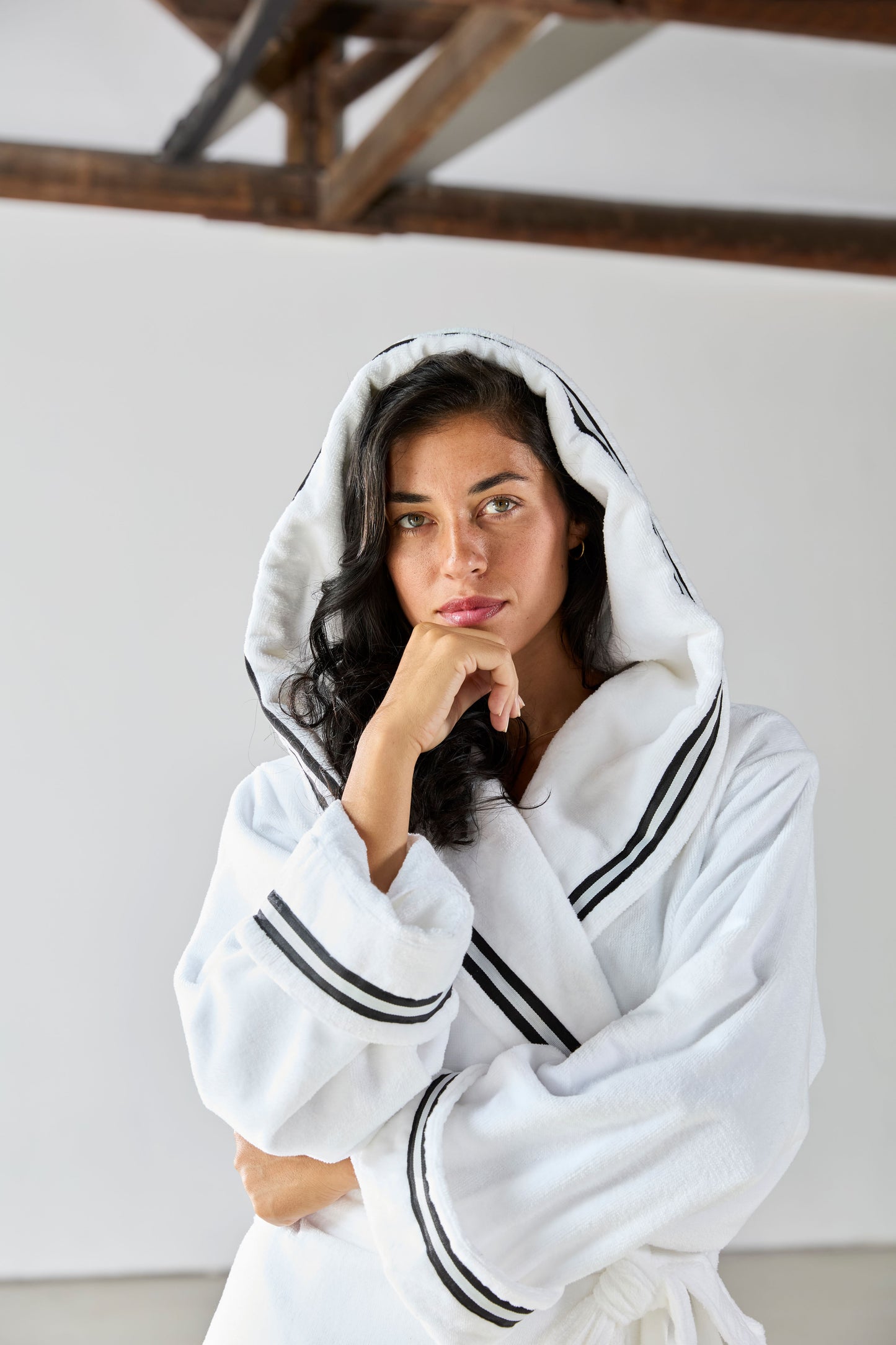 Roupão Rayé Unissex Branco Gorgorão Listras