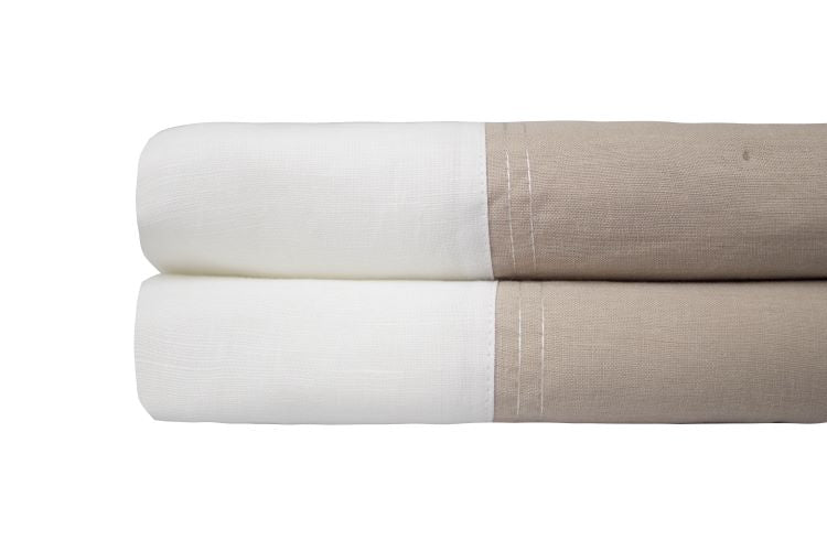Colcha Jardim de Verão linho dupla face bege/branco