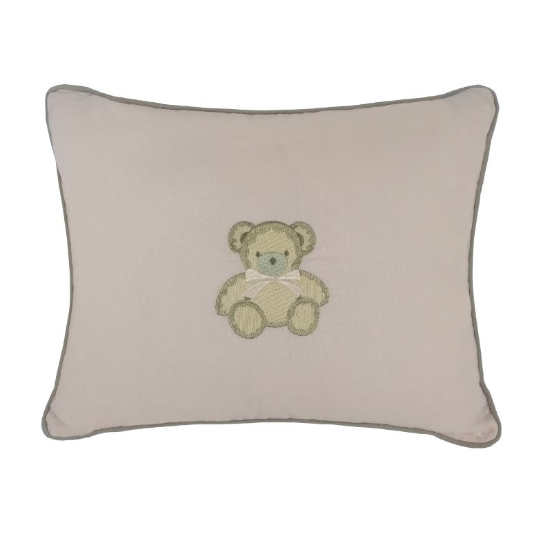 Mini Almofada Para Ninho Redutor Rosa Bordada Urso