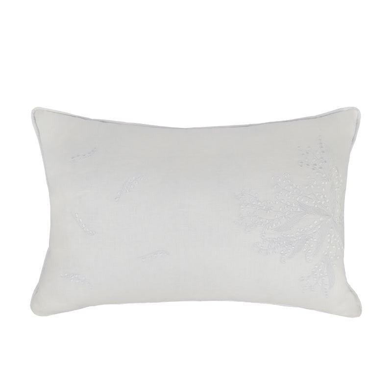 Almofada Maison Muguet Linho Branco Bordada 40x60 - Muguet Home