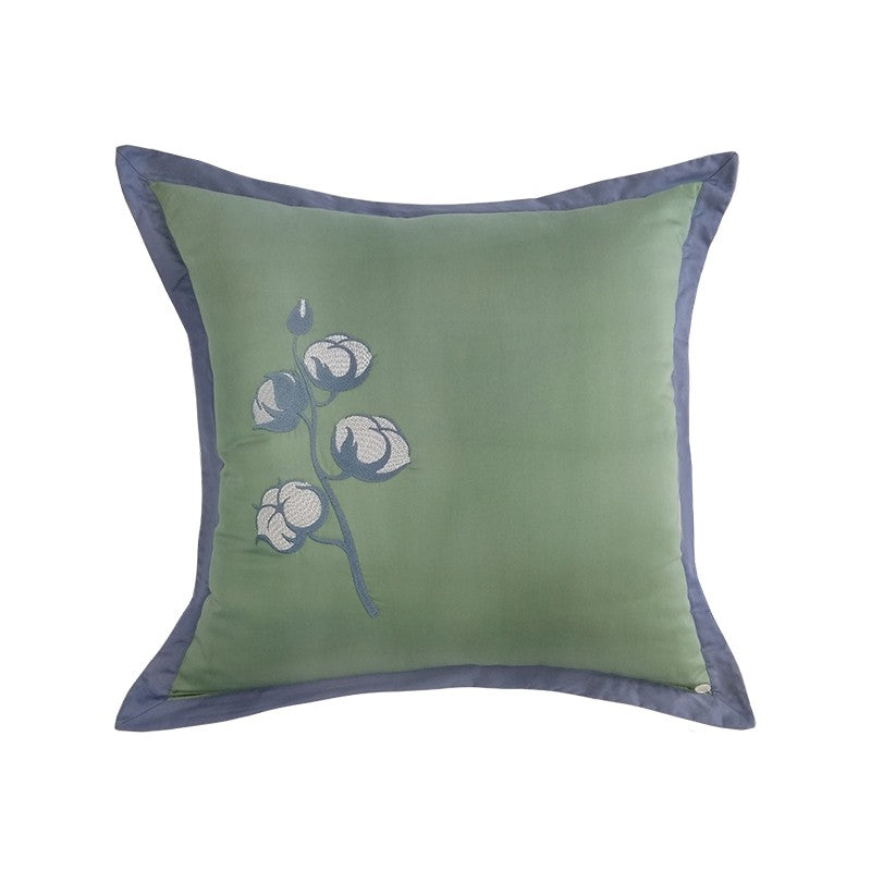 Almofada Intense Azul/Verde 600 Fios Bordado Fiore Di Cotone 50X50