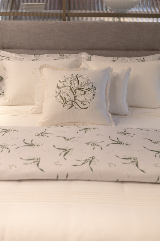 Almofada Les Muguets Linho Branco Bordada 50x50 - Muguet Home