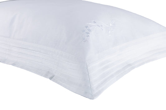 Fronha Avulsa Les Muguets Em Linho e 600 Fios Branco Moldura Plissê - Muguet Home