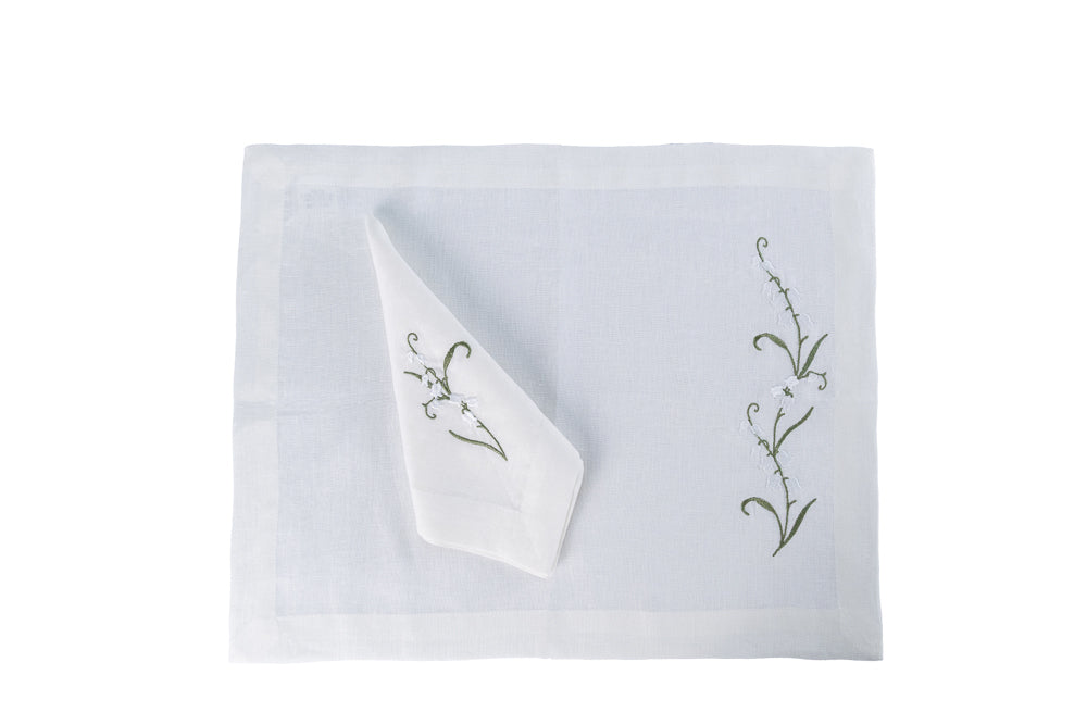 Guardanapo Em Linho Branco Bordado 45x45 - Muguet Home
